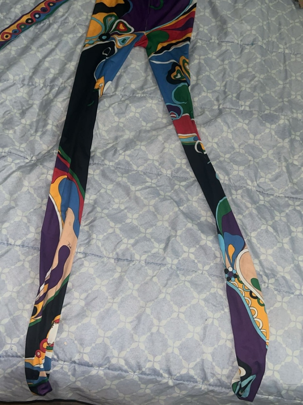Emilio Pucci Bold Multicolor Swirl Leggings — Black, Purple, Blue, Green, Yellow